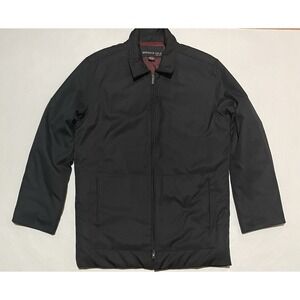 Kenneth Cole Reaction Mens Medium Black Full Zip Winter Puffer Long Jacket LINED